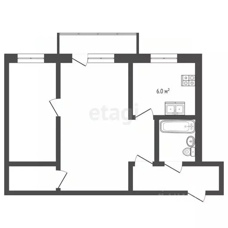 2-к кв. Челябинская область, Челябинск ул. Коммунаров, 23 (40.4 м) - Фото 1
