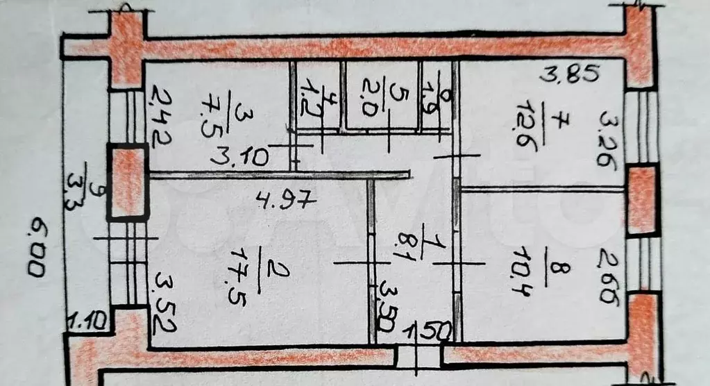 3-к. квартира, 64,5 м, 2/5 эт. - Фото 0