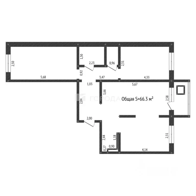 3-к кв. Алтайский край, Барнаул ул. Сергея Ускова, 16 (66.3 м) - Фото 2