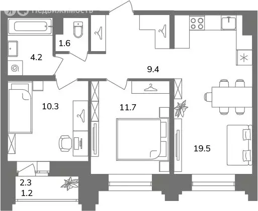 2-комнатная квартира: Санкт-Петербург, Фрунзенский район, ... - Фото 1