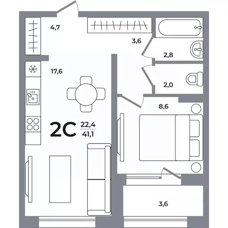 2-к кв. Новосибирская область, Новосибирск Беловежский мкр,  (40.5 м) - Фото 1