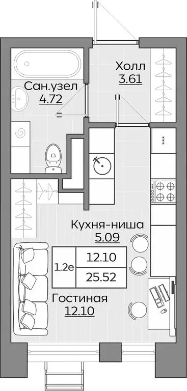 1-комнатная квартира: Республика Татарстан, Казань, Приволжский район ... - Фото 0