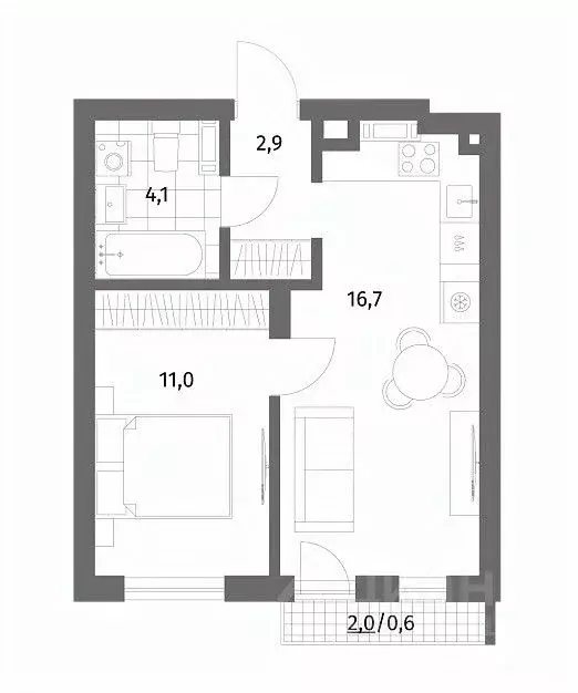 1-к кв. Калининградская область, Гурьевск ул. Имени Антона Пошкуса, ... - Фото 1