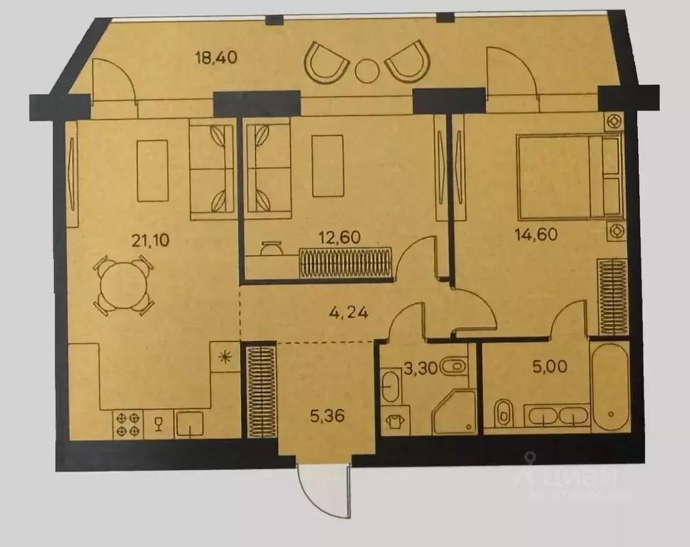 3-к кв. Москва Автозаводская ул., 26/1 (75.4 м) - Фото 2