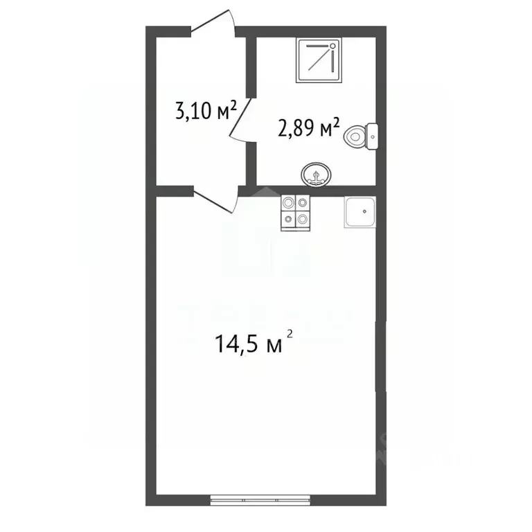 Студия Санкт-Петербург просп. Крузенштерна, 4с1 (20.1 м) - Фото 2