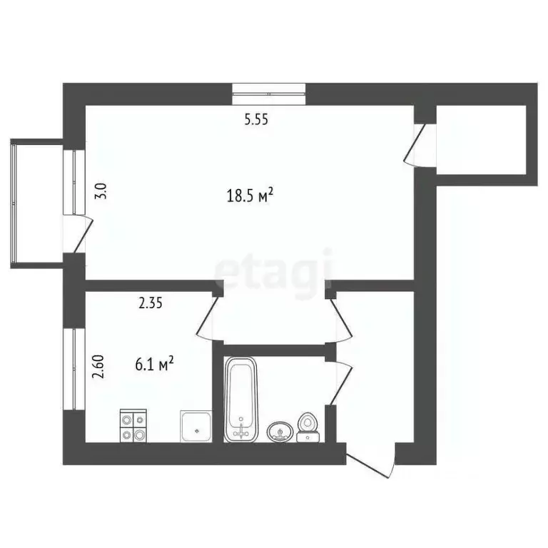 1-к кв. Ярославская область, Рыбинск ул. Пестеля, 1А (31.6 м) - Фото 1