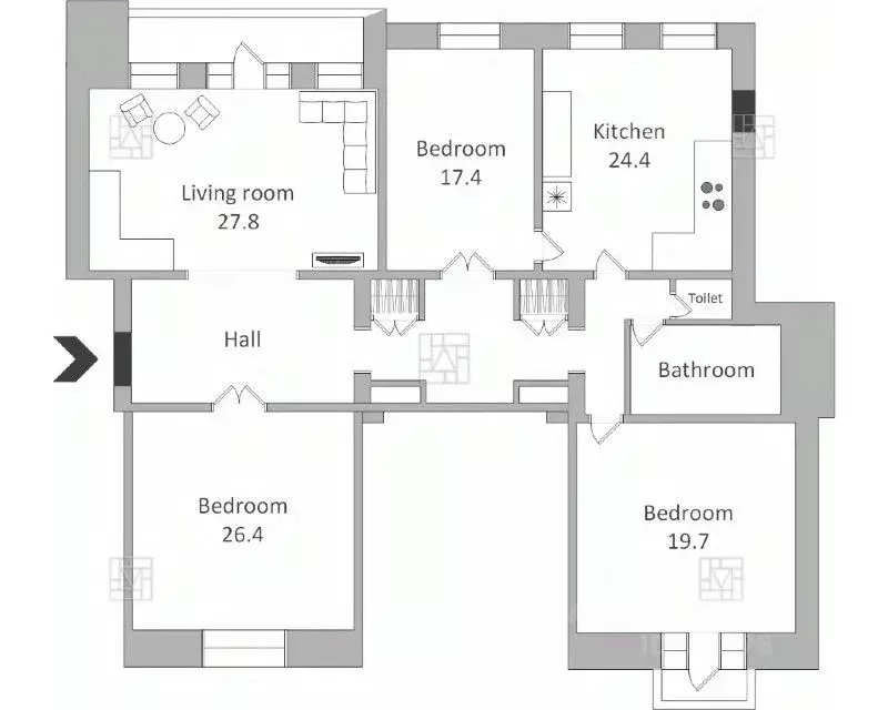 4-к кв. Москва Гончарная ул., 26к1 (165.0 м) - Фото 2