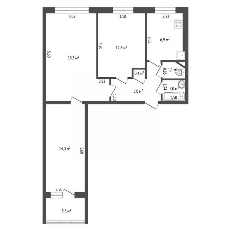 Комната Башкортостан, Уфа бул. Георгия Плеханова, 11/1 (34.1 м) - Фото 2