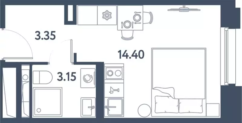 Студия Санкт-Петербург Московское ш., 13ЖЗ (20.9 м) - Фото 0