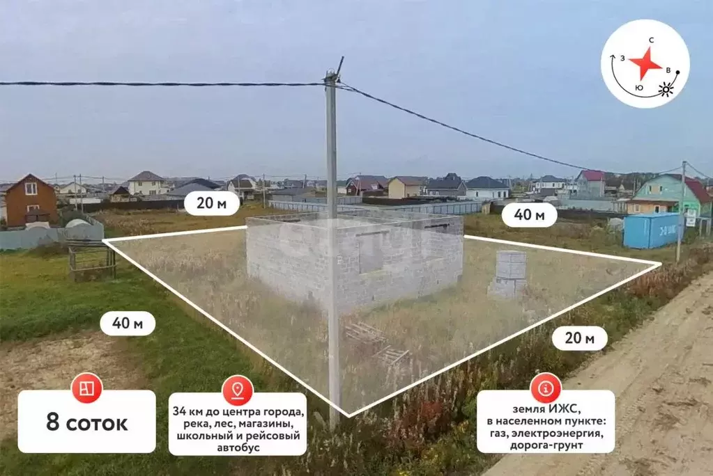 Участок в Тюменская область, Тюменский муниципальный округ, д. Якуши ... - Фото 1