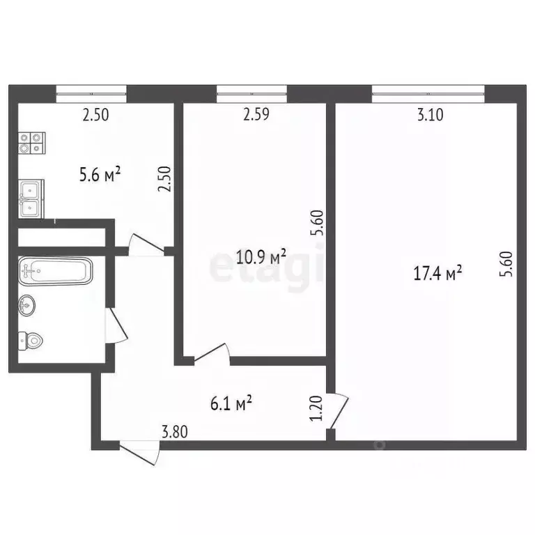 2-к кв. Орловская область, Орел ул. Матвеева, 31 (43.0 м) - Фото 2
