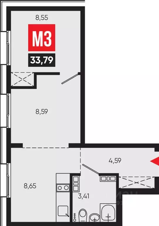 2-к кв. Иркутская область, Иркутск Смартаменты жилой комплекс (33.79 ... - Фото 1