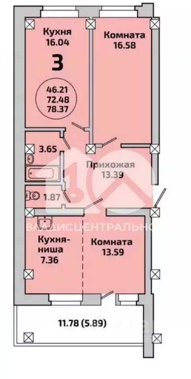 3-к кв. Новосибирская область, Новосибирск Красный просп., 310 (78.0 ... - Фото 1