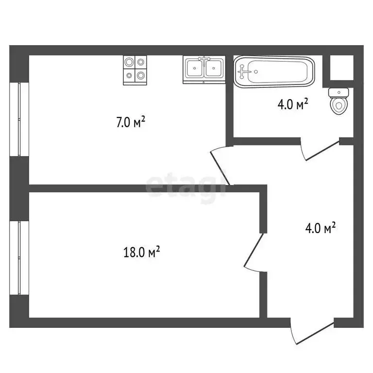 1-комнатная квартира: Стерлитамак, улица Гоголя, 130А (33.1 м) - Фото 1
