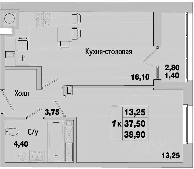 1-к кв. Ростовская область, Батайск ул. Ушинского, 3 (40.0 м) - Фото 1