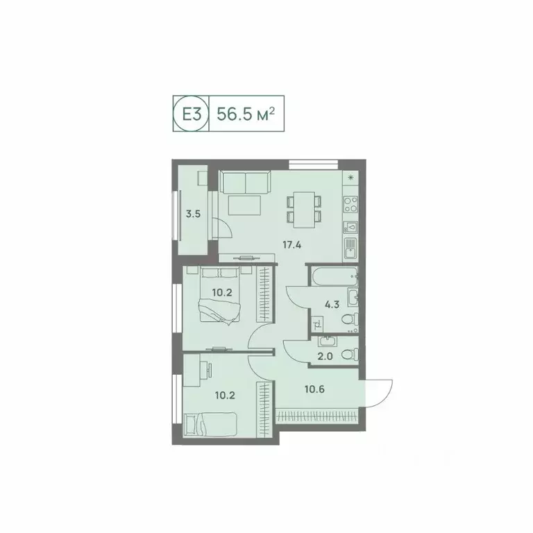 3-к кв. Пермский край, Пермь Трамвайная ул., 27 (56.5 м) - Фото 1