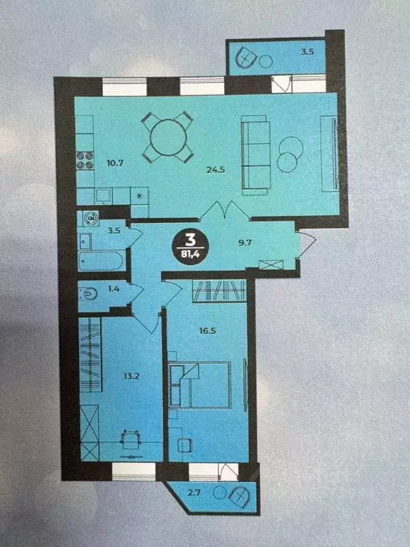 3-к кв. Хакасия, Абакан ул. Ломоносова, 24А (81.4 м) - Фото 1