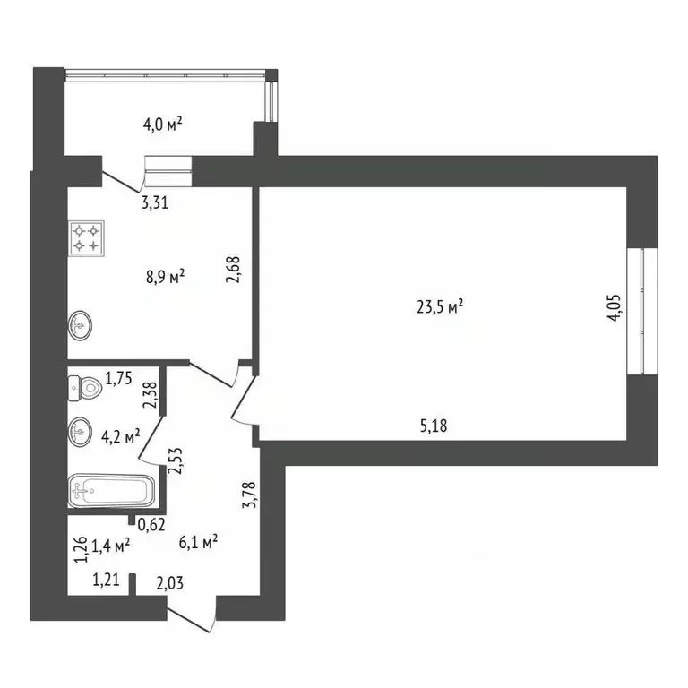 1-к кв. Башкортостан, Уфа ул. Менделеева, 229 (48.1 м) - Фото 2