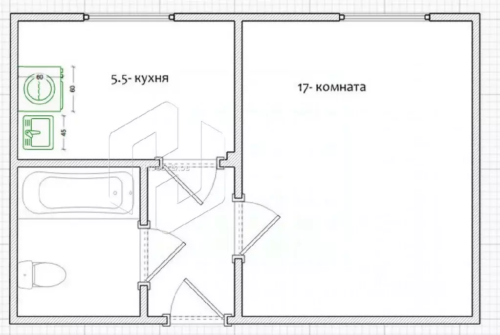 1-к кв. Мордовия, Рузаевка пос. Химмаш, ул. Тухачевского, 8 (30.0 м) - Фото 0