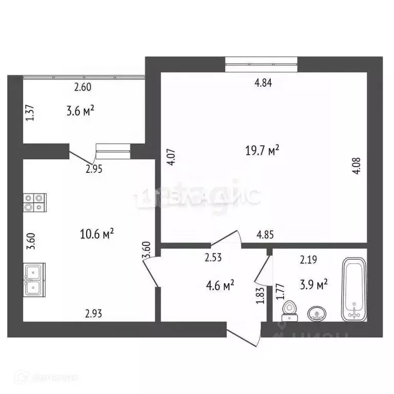 1-к кв. Башкортостан, Стерлитамак Волочаевская ул., 22Г (40.6 м) - Фото 2