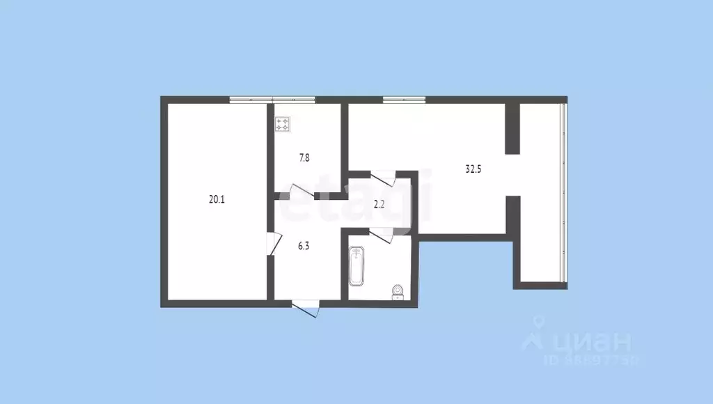2-к кв. Карачаево-Черкесия, Черкесск Октябрьская ул., 303 (72.2 м) - Фото 1