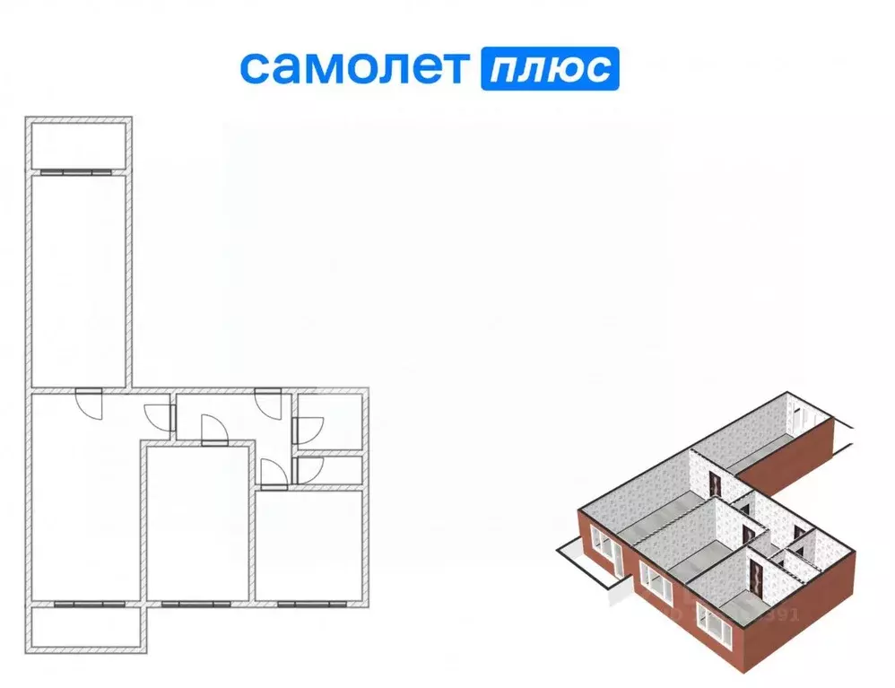 3-к кв. Кемеровская область, Кемерово ул. Попова, 1Б (58.9 м) - Фото 2