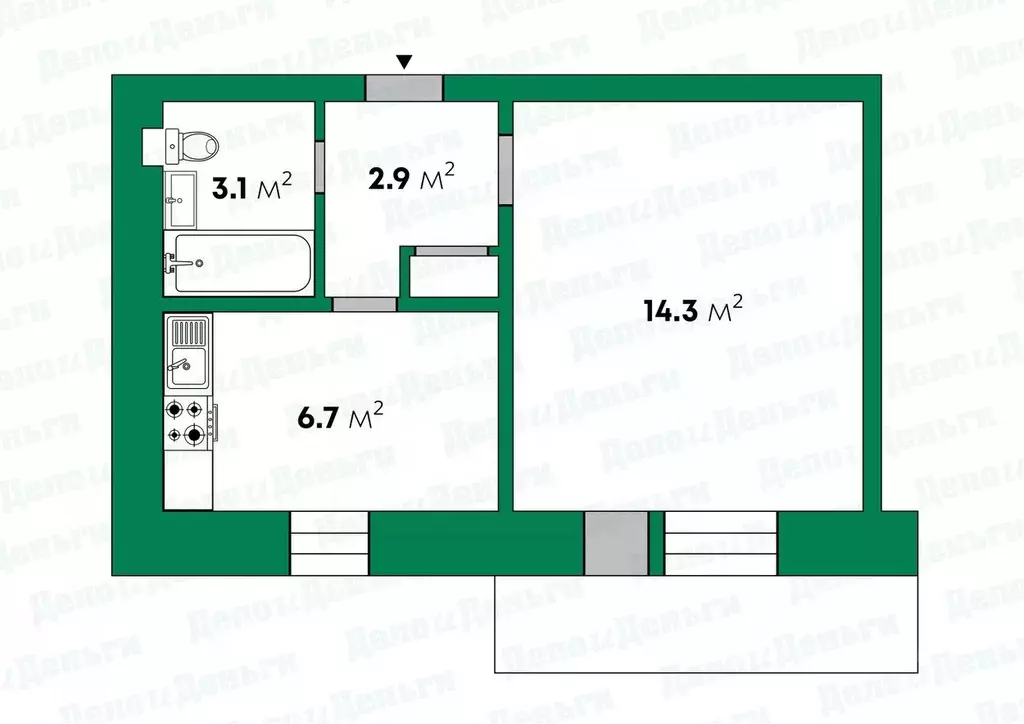 1-к кв. Кировская область, Киров Октябрьский просп., 14а (27.0 м) - Фото 1