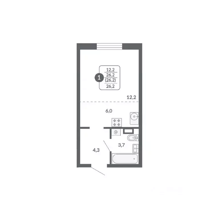 Студия Кировская область, Киров ул. Пушкина, 25 (26.2 м) - Фото 1