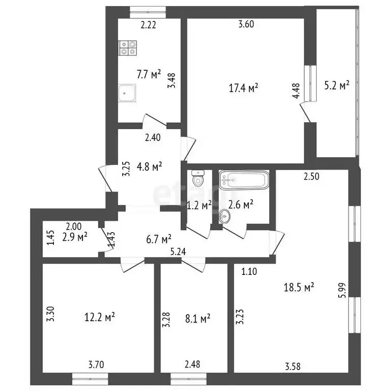 4-комнатная квартира: Ишим, улица Полины Осипенко, 23 (85.1 м) - Фото 1