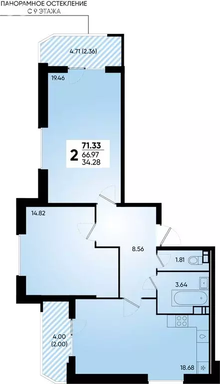 2-комнатная квартира: Краснодар, Боспорская улица, 14 (71.4 м) - Фото 0