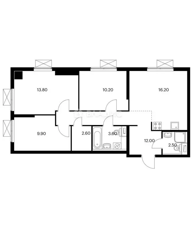 3-комнатная квартира: Москва, Очаковское шоссе, 5к6 (70.8 м) - Фото 0