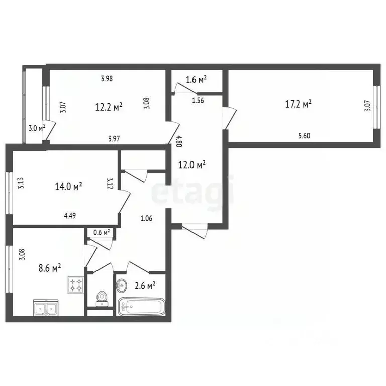 3-к кв. Санкт-Петербург просп. Большевиков, 30К4 (71.9 м) - Фото 2
