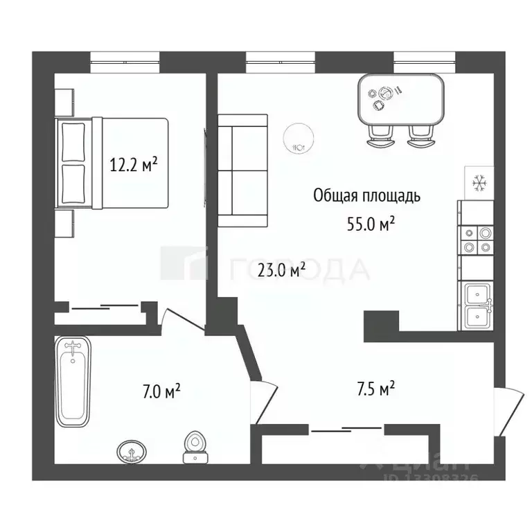 2-к кв. Новосибирская область, Новосибирск ул. Станиславского, 4 (55.0 ... - Фото 2