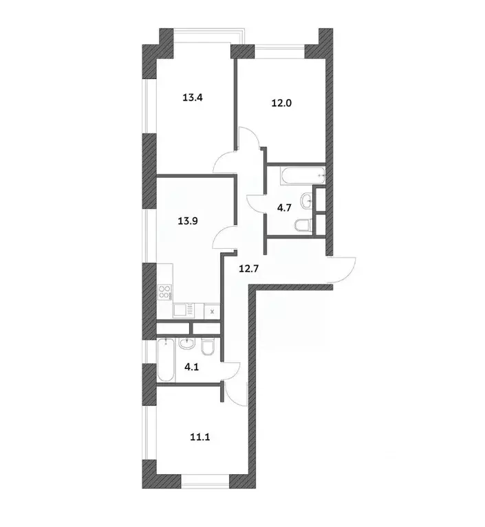 3-к кв. Москва Городские Истории жилой комплекс (71.87 м) - Фото 0