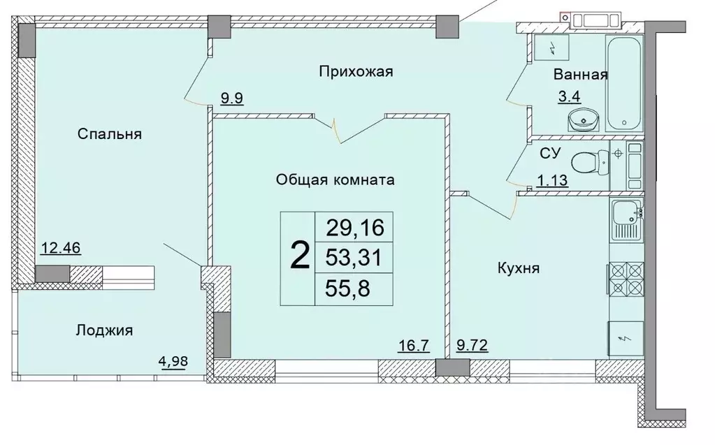 2-к кв. Белгородская область, Старый Оскол Степной мкр, 33Е (55.8 м) - Фото 0