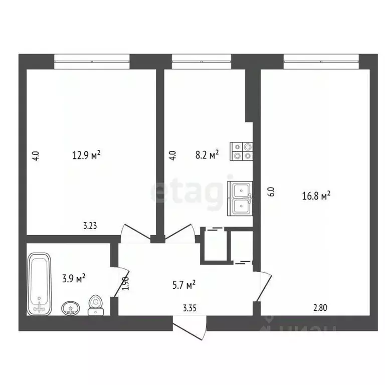 1-к кв. Ямало-Ненецкий АО, Новый Уренгой Мирный мкр, 6/3 (46.6 м) - Фото 1