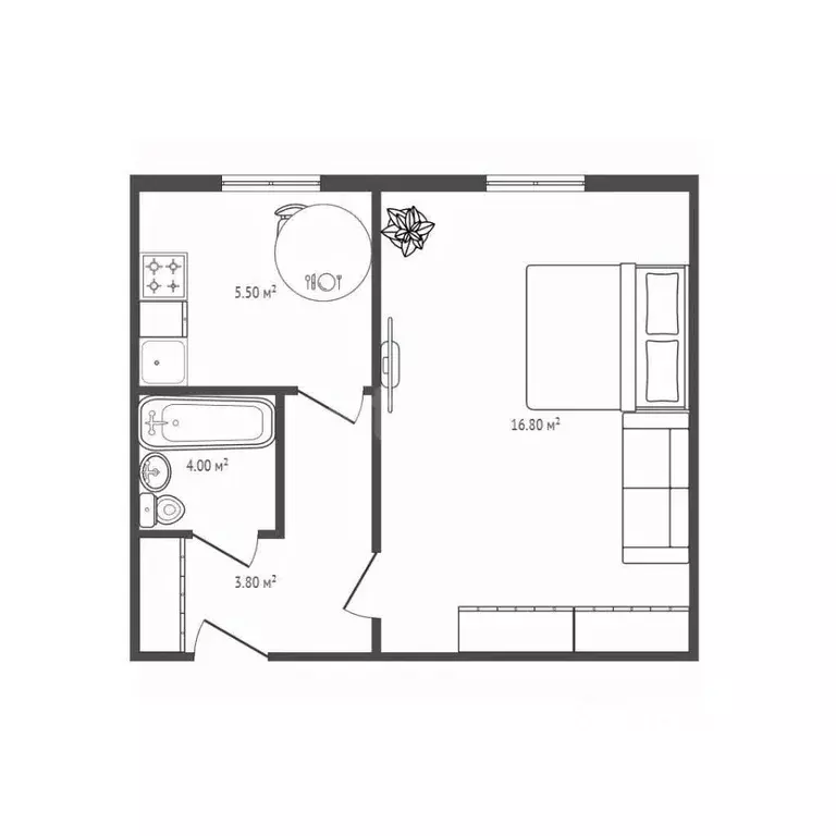1-к кв. Брянская область, Брянск пер. Фокина, 10 (30.1 м) - Фото 2