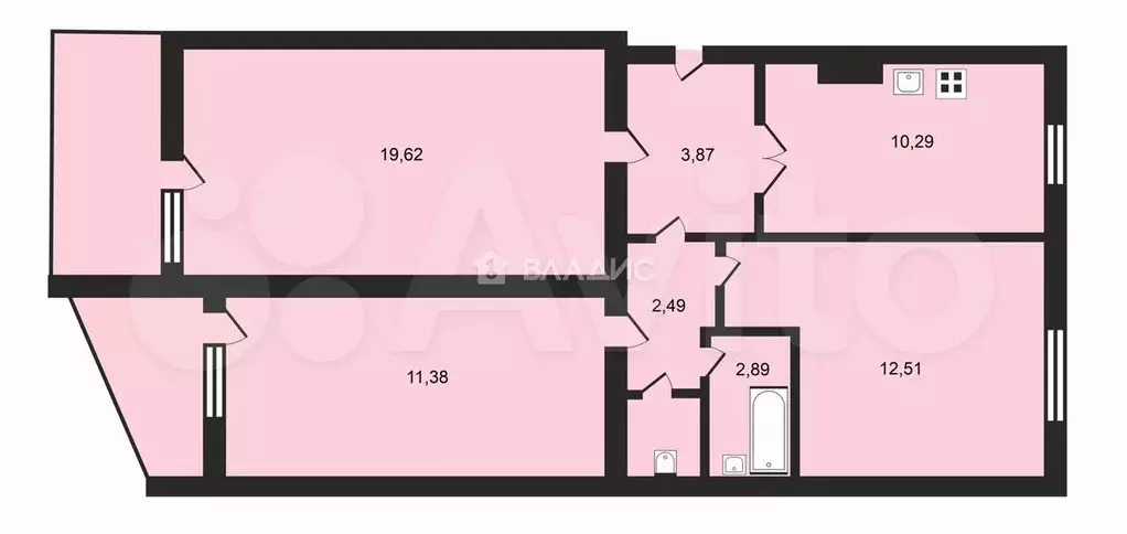 3-к. квартира, 68,8 м, 7/10 эт. - Фото 0