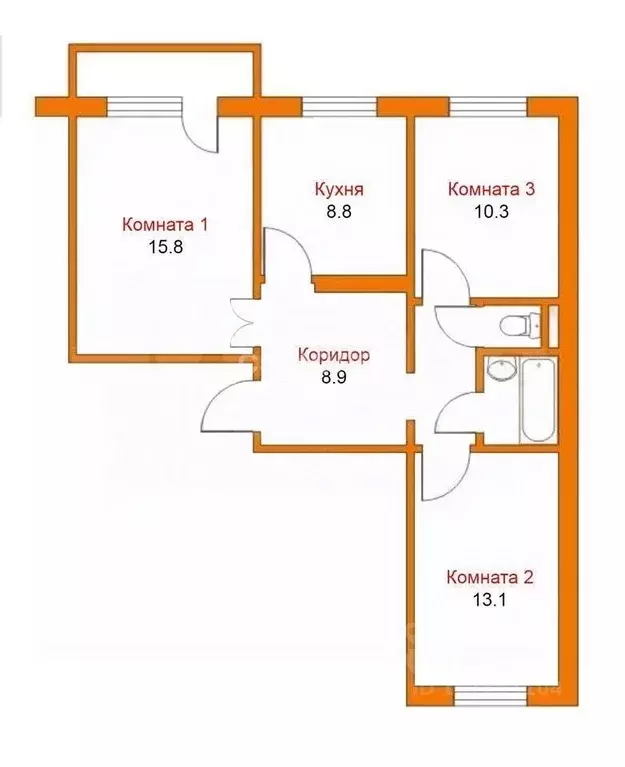 3-к кв. Липецкая область, Липецк ул. А.Г. Стаханова, 44 (64.0 м) - Фото 1