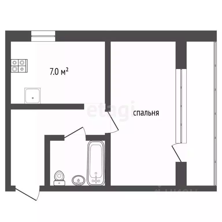 1-к кв. Севастополь просп. Героев Сталинграда, 33 (31.3 м) - Фото 2