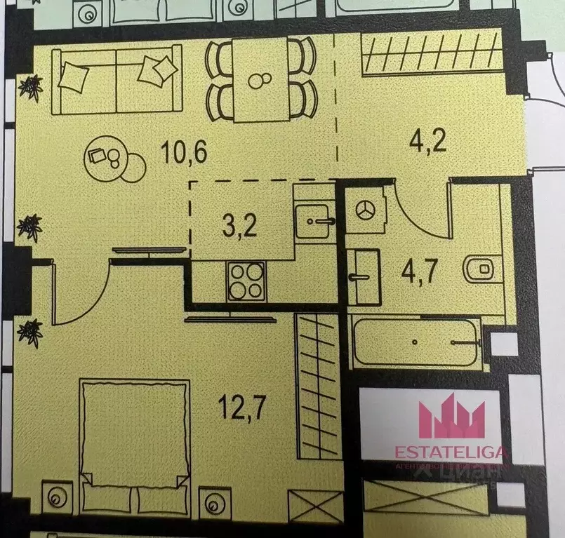1-к кв. Москва Озерная ул., 1к2/4 (35.4 м) - Фото 2
