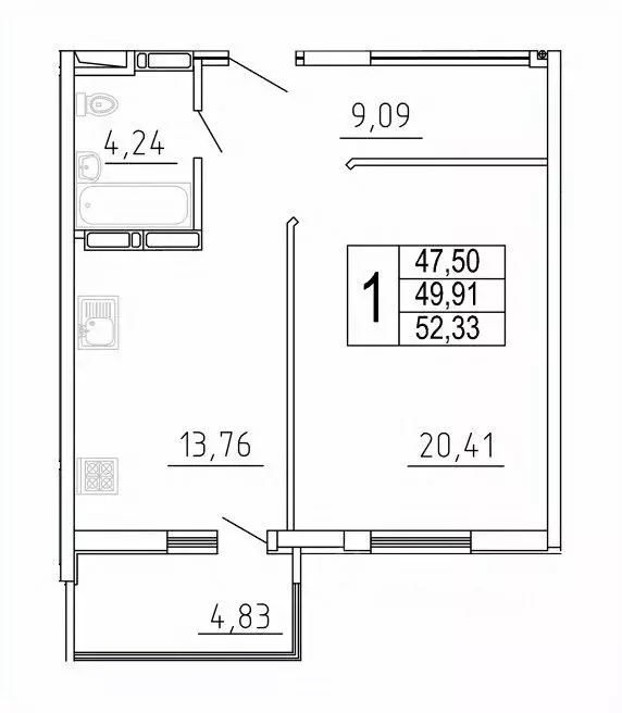 1-к кв. Самарская область, Самара ул. Дыбенко, 5 (52.33 м) - Фото 1