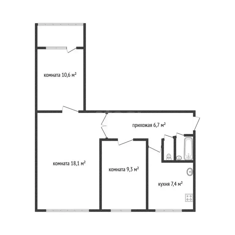 3-комнатная квартира: Ижевск, Союзная улица, 125 (54.9 м) - Фото 1