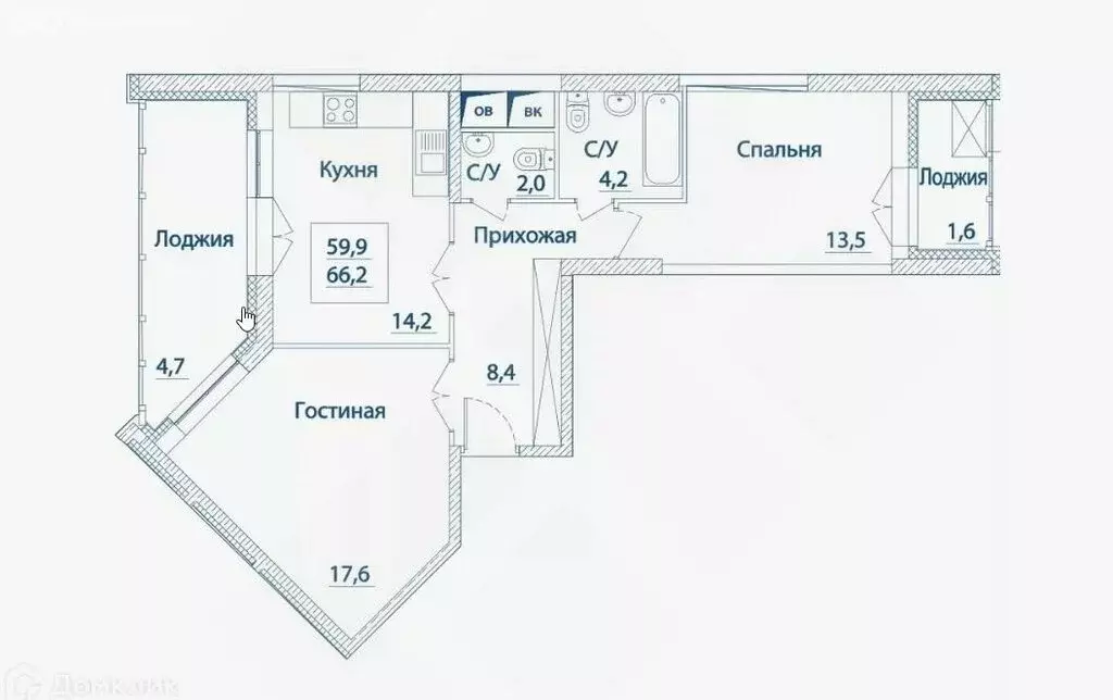 2-комнатная квартира: Москва, Хорошёвское шоссе, 25Ак3 (66 м) - Фото 0