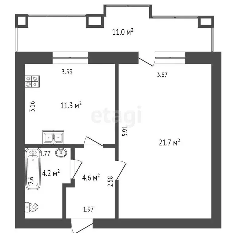 1-комнатная квартира: Тюмень, микрорайон Восточный, улица ... - Фото 0