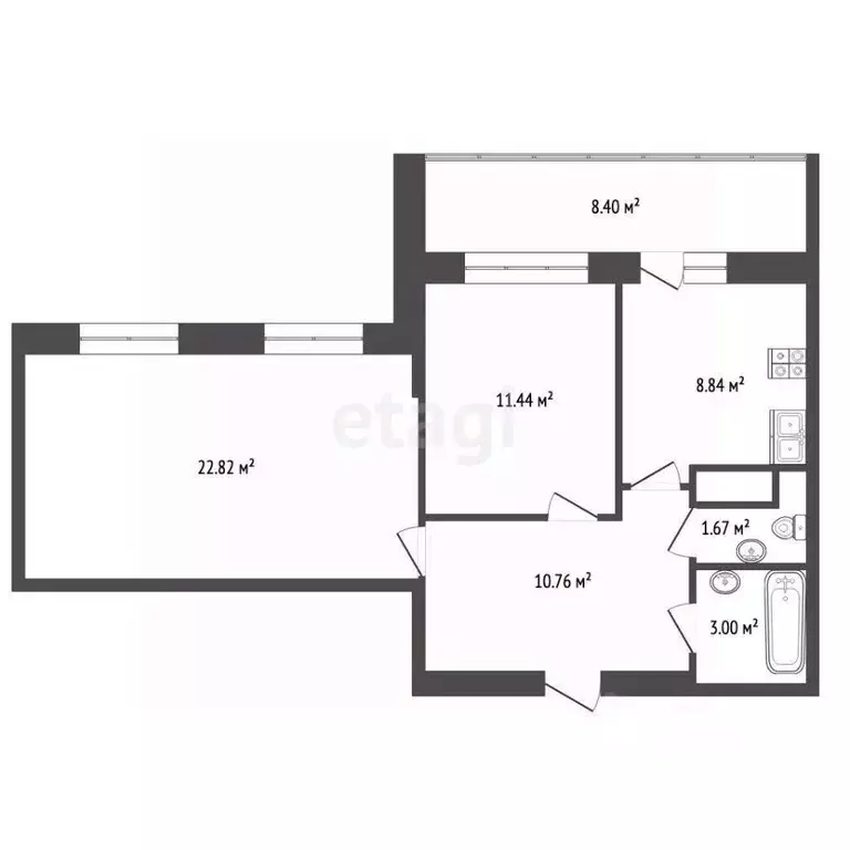 3-к кв. Татарстан, Набережные Челны ул. Ахметшина, 102 (63.0 м) - Фото 2