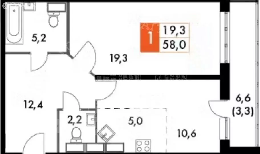 1-комнатная квартира: Калуга, улица Дружбы, 6к2 (58 м) - Фото 1