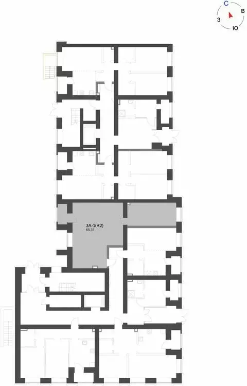 3-комнатная квартира: Нижнекамск, 15-й микрорайон, ЖК Калина (65.75 м) - Фото 1