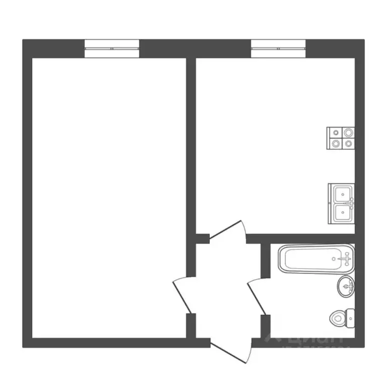 1-к кв. Тюменская область, Тюмень Олимпийская ул., 21 (32.8 м) - Фото 2