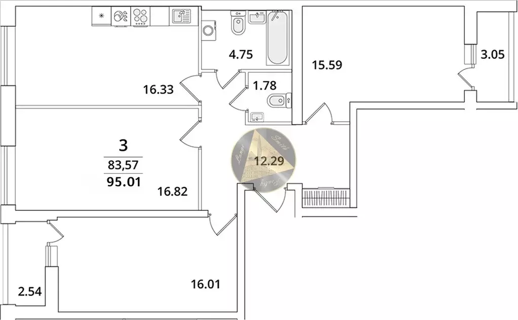 Продаётся 3-к квартира, 95 м - Фото 1